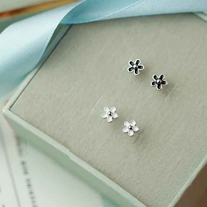 925 sterling silver earring cute sweet Cherry blossom earrings flowers stud simple temperament female girl ear jewelry | Украшения и