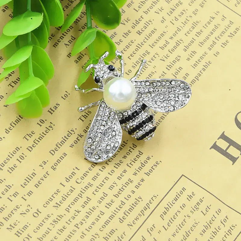 Utei дизайн золотой цвет сплав сверкающие кристаллы стразы и жемчуг Милая пчела