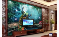 home decor 3d wallpaper stereoscopic fantasy forest peacock photo wallpaper mural living room bedroom painting murals