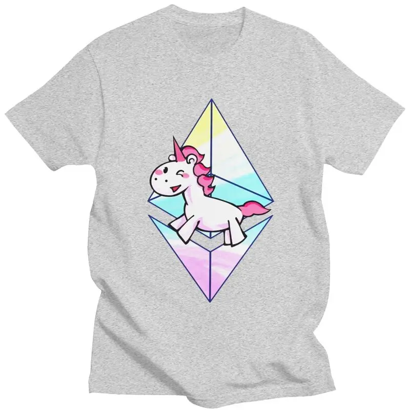

Ethereum Unicorn T Shirt Men Short Sleeve Printed T Shirt Fashion Blockchain Crypto Cryptocurrency Eth Cotton Slim Fit T-Shirt