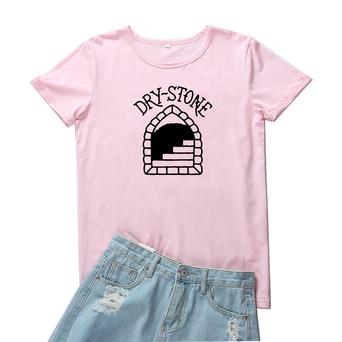 

Женская свободная футболка с коротким рукавом и круглым вырезом