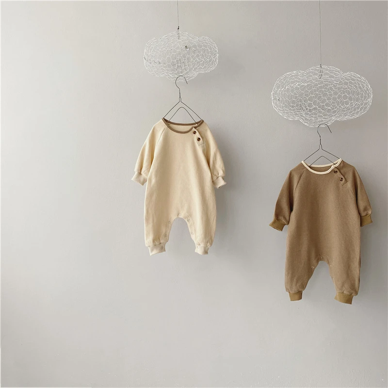 

Baby Boy Girl Romper Clothes Simple And Comfortable Solid Color Jumpsuit Romper Clothes Long Sleeve O-Neck Outfit Autumn Winter