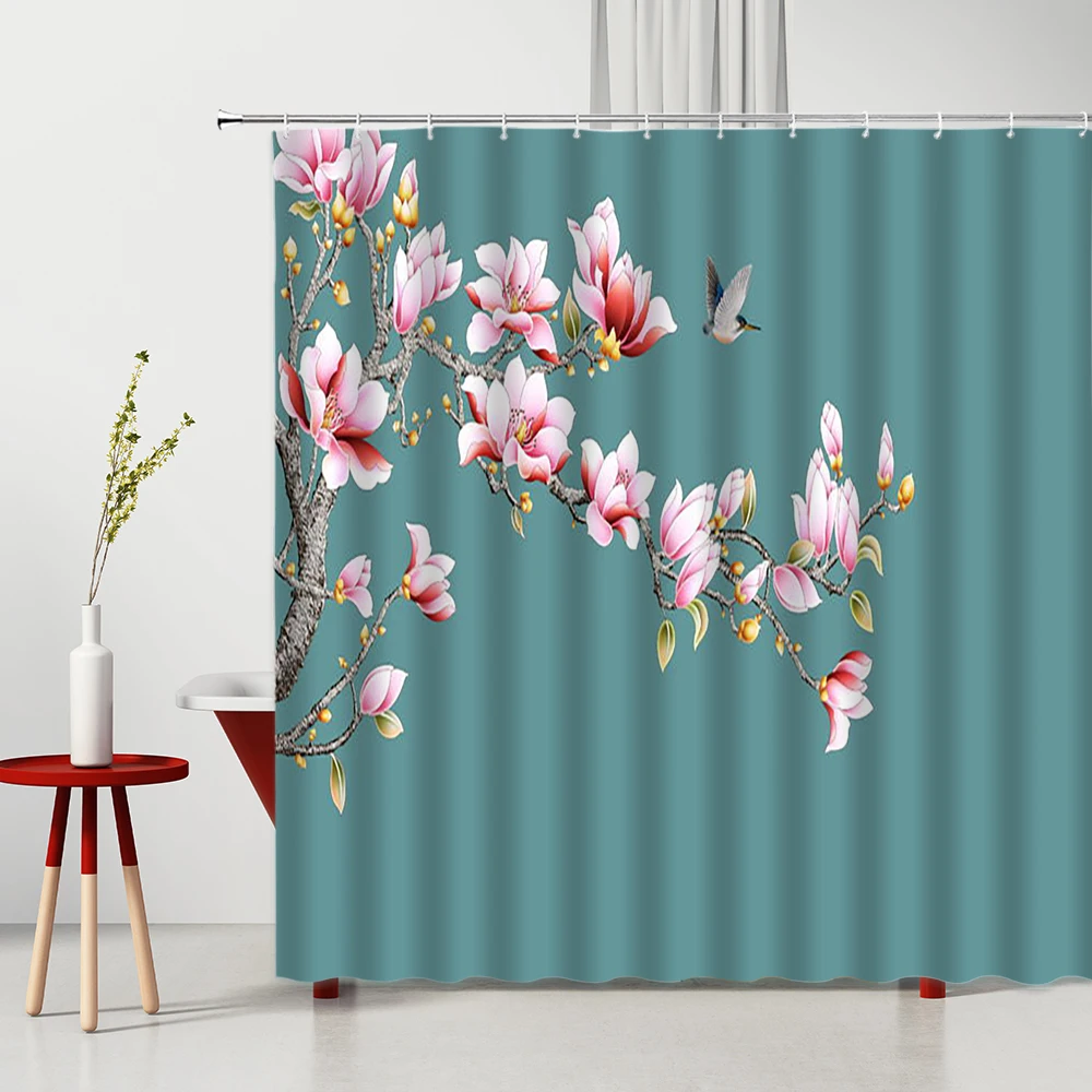 Шторы для душа в китайском стиле с цветами и птицами моющиеся перегородки из
