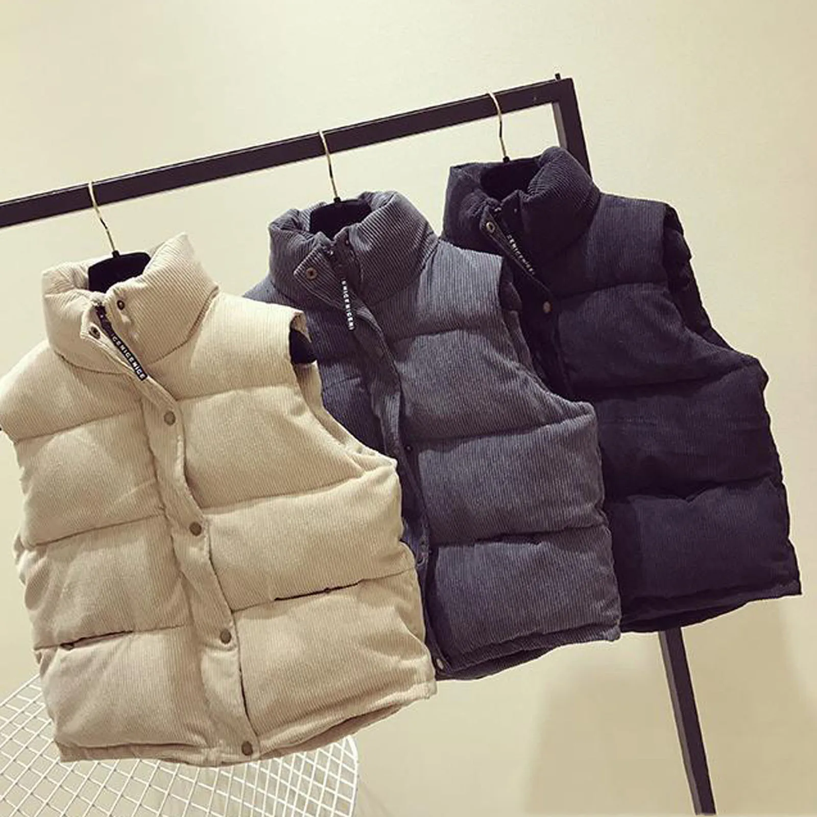 

Women Parkas Sleeveless 2021 Fashion Waistcoat Vest Slim Jacket Outwear Solid Single Breast Keep Warm Coat