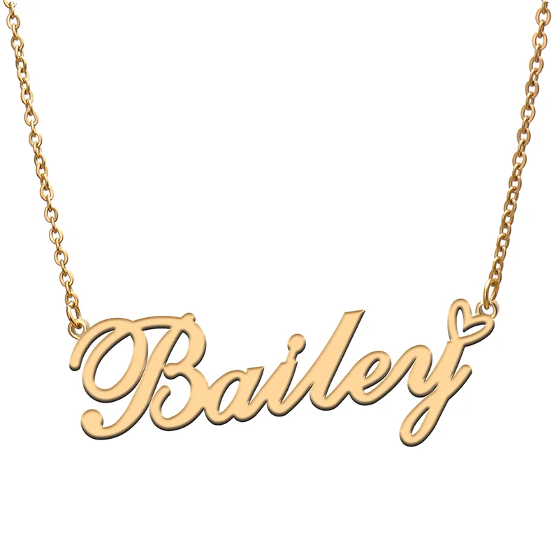 

Bailey Name Tag Necklace Personalized Pendant Jewelry Gifts for Mom Daughter Girl Friend Birthday Christmas Party Present