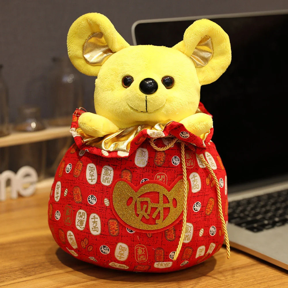 

2020 Mouse Year Chinese Knot Lucky Bag Rat Plush Doll Toy Hanging Decor Gift