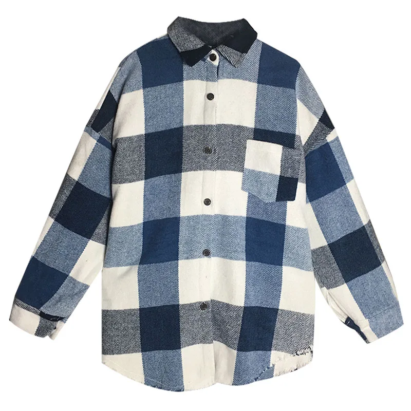 Новинка Осень зима 2020 ветровка для колледжа шерстяная рубашка в клетку с длинным