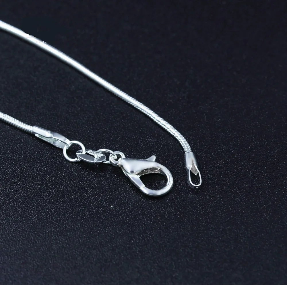 Цепочка Серебристая в виде змеи тонкое ожерелье 1 мм 16/18/20/22/24 дюйма со штампом|silver