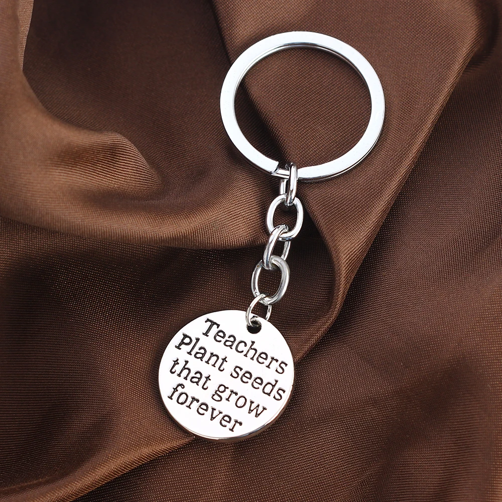 12PC Teachers Plant Seeds That Grow Forever Keyrings Round Charm Pendant Keychains Thank You Teacher Teacher's Day Gifts Jewelry |