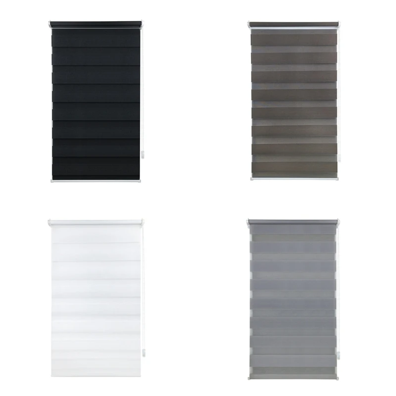 

Day Night Zebra Roller Blind Double Translucent or Blackout Vision Curtains for Window and Door with Install Accessories