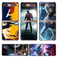 marvel avengers captain america super hero for samsung galaxy z flip 3 5g black mobile shockproof hard capa fundas phone case