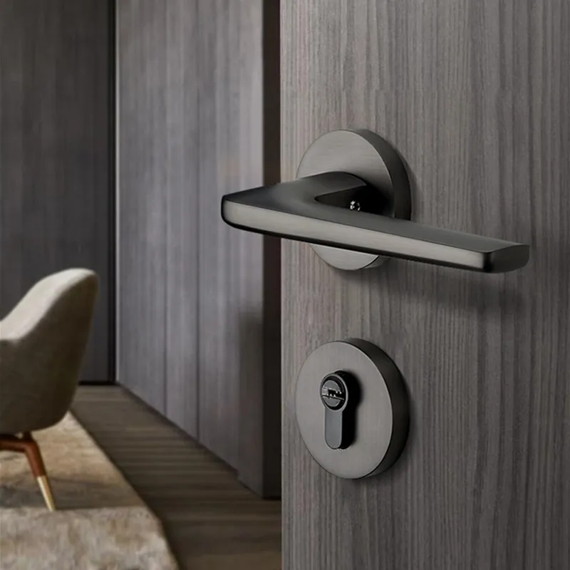 

Черный дверная ручка из цинкового сплава замок для внутренней двери бесшумный дверной замок для спальни механический замок фурнитура для мебели