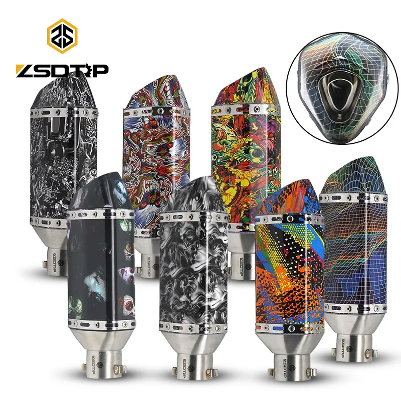 Универсальный мотоциклетный выхлопной глушитель ZSDTRP AK для FZ6 CBR250 CB600 MT07 ATV