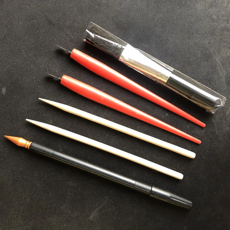 6PC Creative DIY Scratch Painting Tools Professional Drawing Tools 2Sticks+2Scrapers+1Pen+1Brush