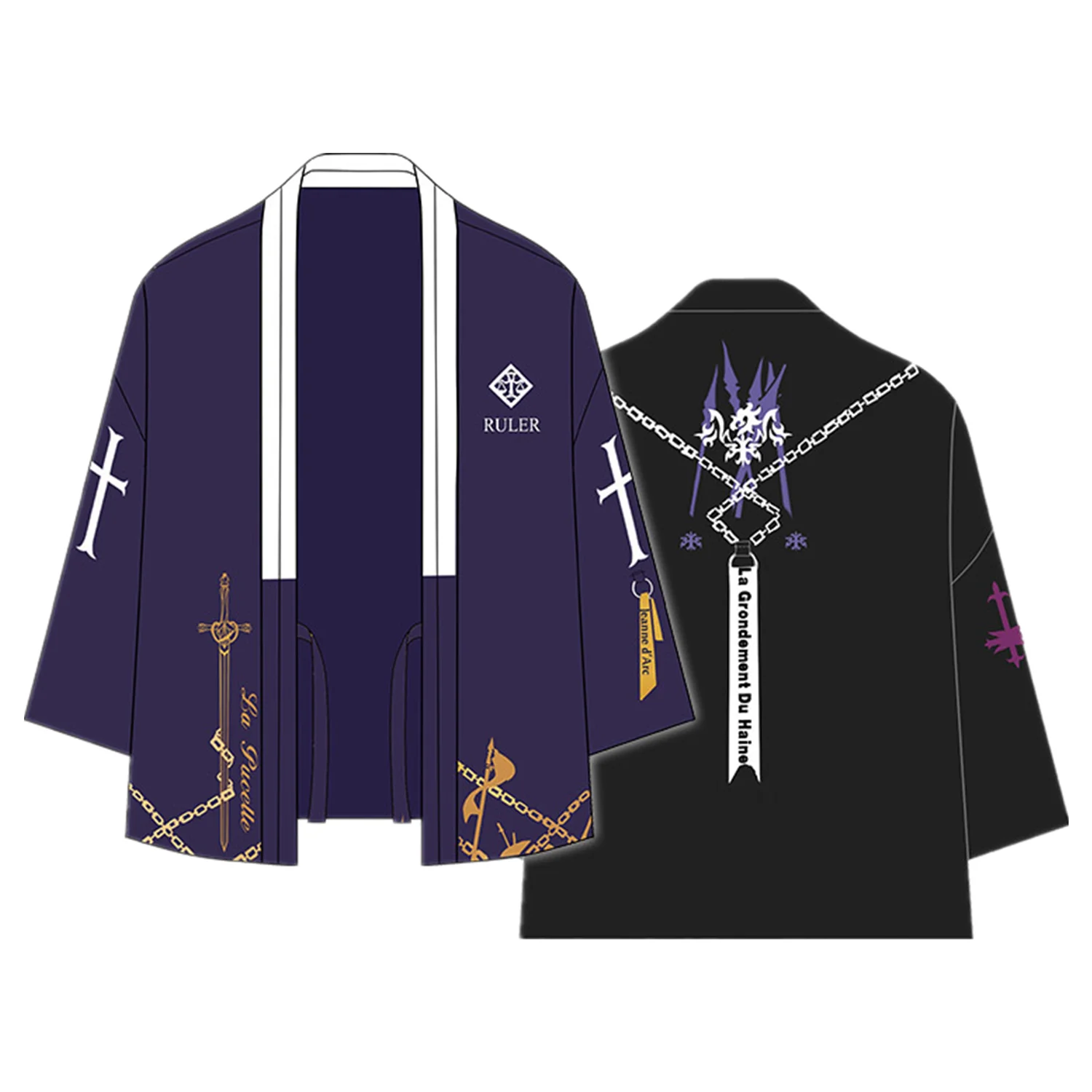 

FATE Animation Peripheral Black and White Joan of Arc Quilted Japanese Yukata Home Wear Pajamas Three-quarter Sleeves
