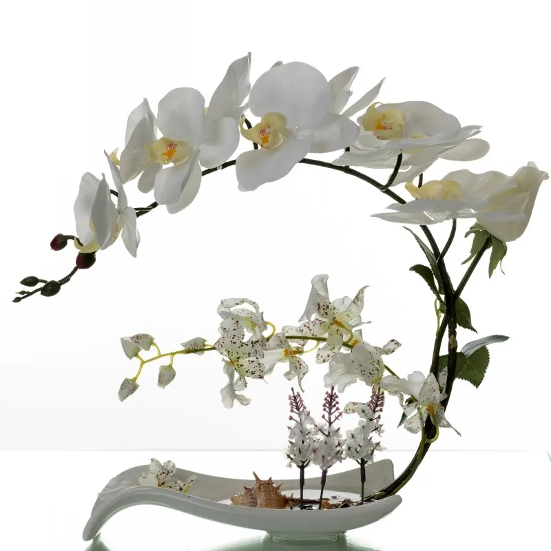 Бабочка Орхидея, искусственные цветы набор поддельная цветочная керамическая украшение вазы Phalaenopsis фигурка домашнего интерьера украшения Ремесло