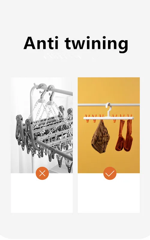 

Plastic Portable Bathrooms Cloth Hanger Rack with Detachable clips Clothespin Clothes Hangers Socks Underwear drying Clips