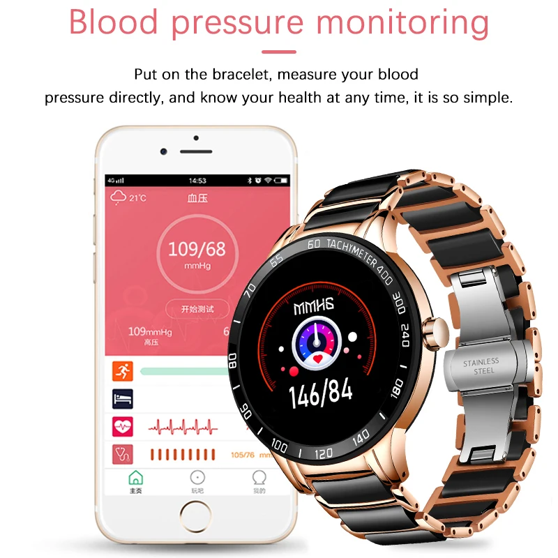 Смарт часы LIGE мужские/женские керамические с пульсометром и