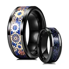 Модные мужские кольца в стиле стимпанк с золотым зубчатым колесом из карбида вольфрама, винтажные кольца в стиле панк с черным драконом, инкрустированные Кольца из голубого углеродного волокна
