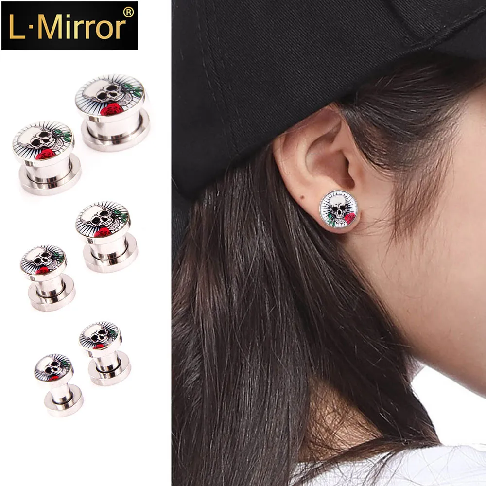 L. Зеркало 2 шт./лот затычки для ушей туннели пирсинга черепа экспандер