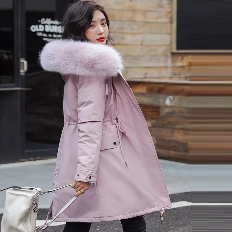 Cotton Coat Winter Woman Warm Lining Fake Fur Collar Oversized Long Jacket Female Puffer Jacket Parkas New Fishion Winter Coat