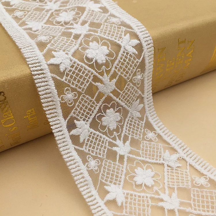 

Elegant Clothing Dress Hat Belt Lace Ribbon Accessories DIY Mesh Cotton Water-Soluble Lace Embroidery Mesh Net Lace Webbing