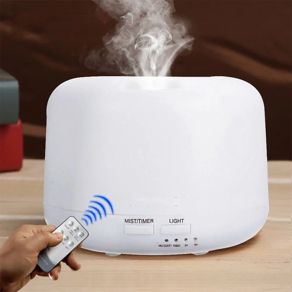 

500ml Essential Oil Diffuser Humidifiers Remote Control Ultrasonic Aromatherapy Diffusers Auto Shut-Off 7 Color LED Lights