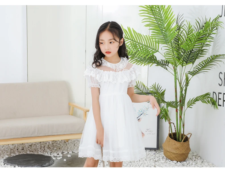 Princess Dress New Arrival Dresses For Girls Lace Gauze Tutu Birthday Party Dress Gift White Flower Girl Costume