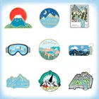Эмалированный значок на лацкан с изображением горы, очков, термоса, туризма, путешествий, бижутерия