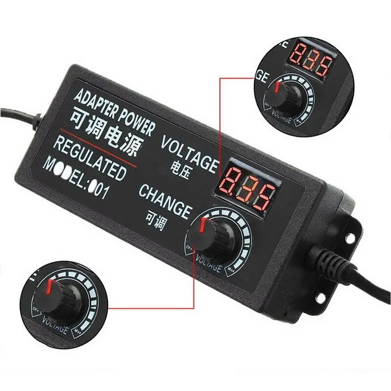 Регулируемый универсальный адаптер с 100-240 В переменного тока на 3-12 в 3-24 9-24
