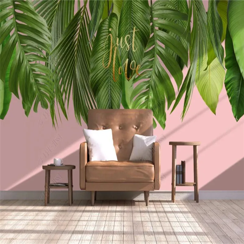 Custom Size Modern Rainforest Green Plants Leaves 3D Wall Paper Home Decor Mural Bedroom Self-adhesive Wallpaper | Обустройство дома