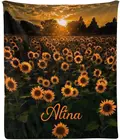 Индивидуальное одеяло, персонализированное мягкое Флисовое одеяло с подсолнухом и именем для подарка, диван-кровать (50X60 дюймов)
