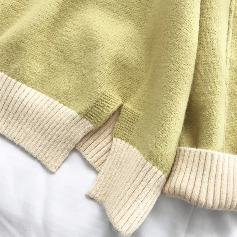 

Winter Dikke Warme Hoge Hals Kleur Blok Zachte Jumper Grote Truien Oversized Coltrui Trui Vrouwen Losse Truien Gebreide Tops