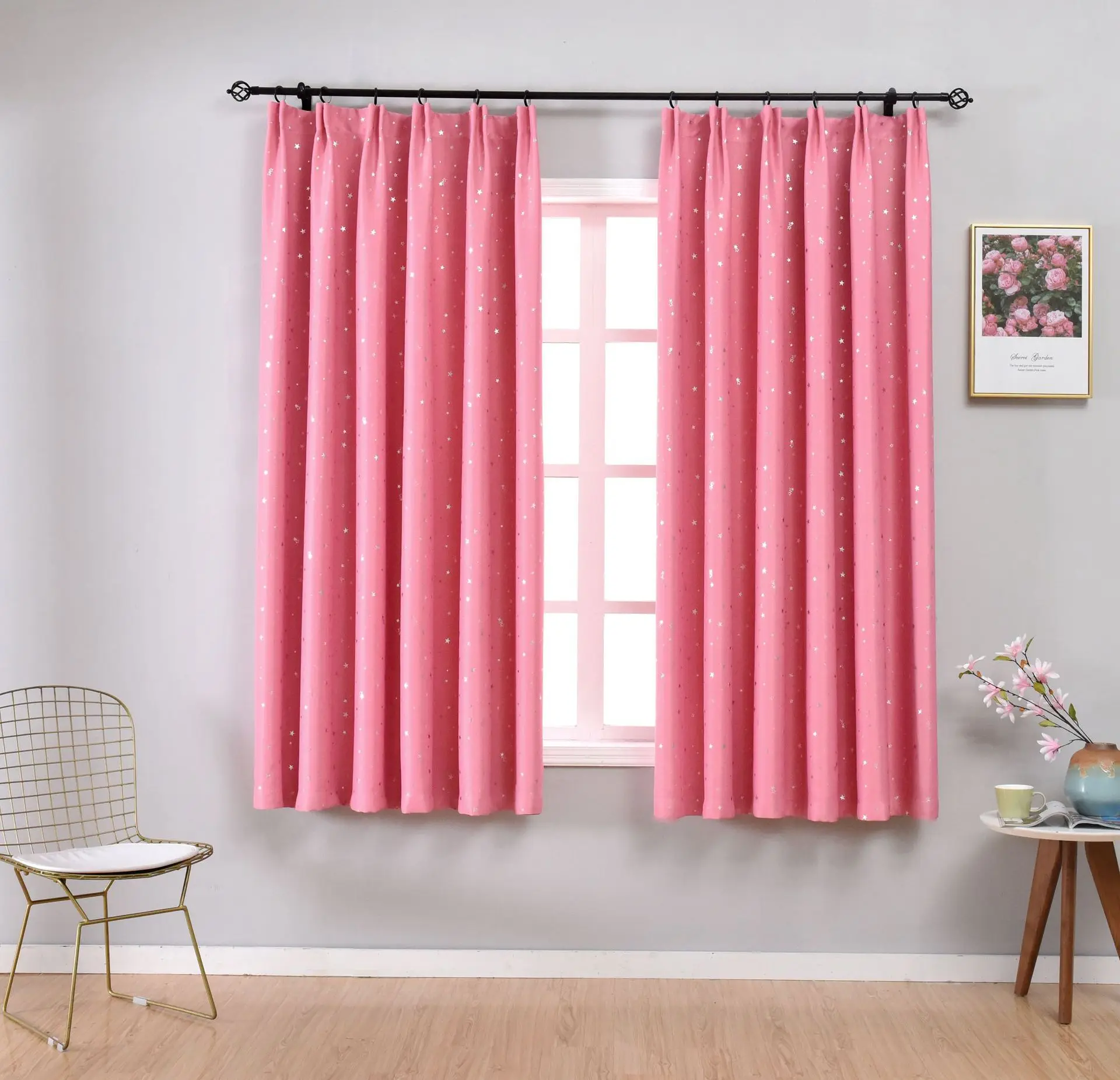 Блестящие Серебристые светонепроницаемые Короткие Занавески для детей детская