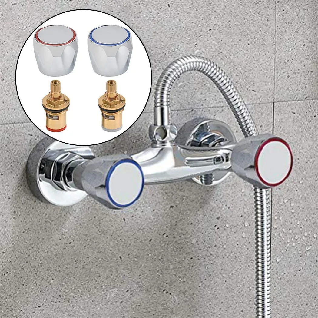 

2 Pcs Round Tap Reviver Conversion Kit 1/2\\\" Replacement Heads Thread Basin Sink Washer Tap Heads As The Picture Show