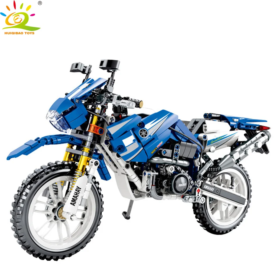 Игрушки 799 шт. пикапов мотоцикл строительные блоки город Скорость DIY мото