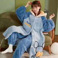new winter pajamas coral fleece plus size women sleepwear plush nightdress pyjama bottoms cartoon loose version princess style