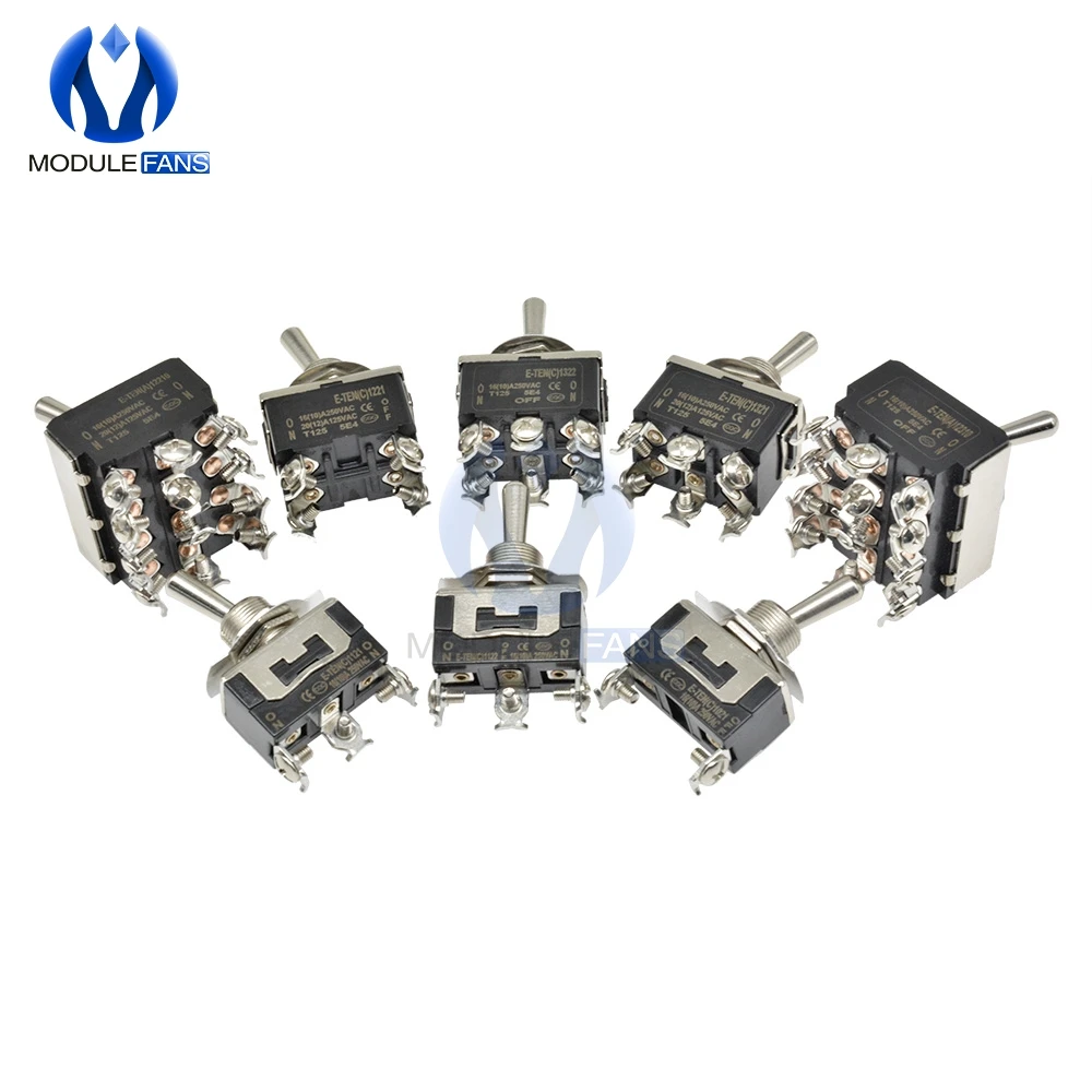 AC 250V 16A 2/3/4/6 Pin Mini автоматический переключатель DPDT ON-OFF-ON 2/3 медный серебристый