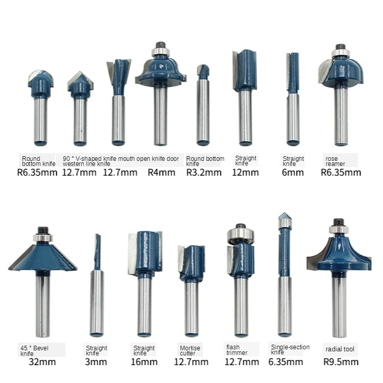 

1/4 Inch Shank Milling Cutters Router Bit Set Woodworking 6.35mm Shank Drill Bits Milling Cutter For Wood Cutting Tools12/15Pcs