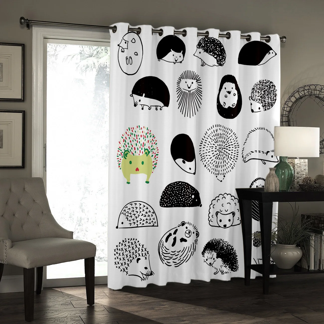 Шторы на окна с рисунком ежика Мультяшные животные для спальни кухни Цветочные