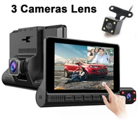 car dvr 3 camera lens dash cam 4 touch screen dashcam auto video recorder hd 1080p mirror registrator front rear view g sensor