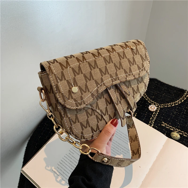 

Маленькие сумки через плечо в стиле ретро с буквенным жаккардовым седлом для женщин, брендовые дизайнерские роскошные женские кошельки и с...