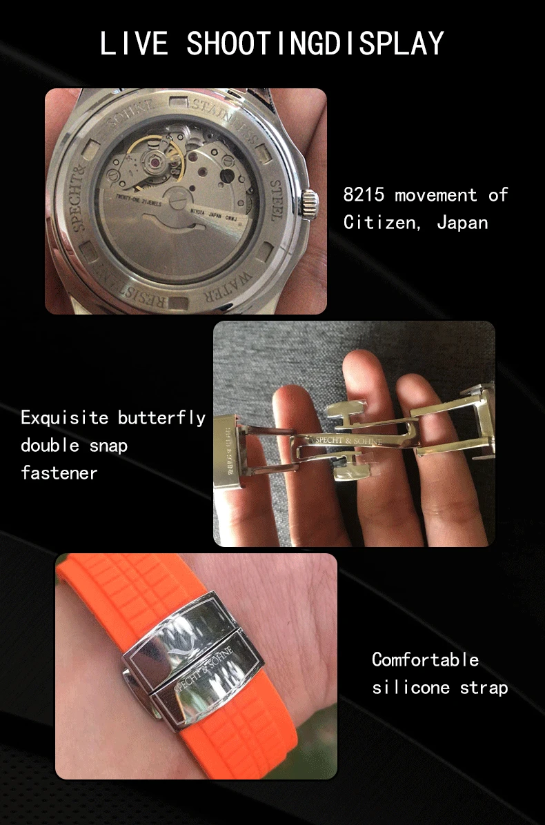 Роскошные автоматические часы 2022 мужские Miyota 8215 Movt с резиновым ремешком