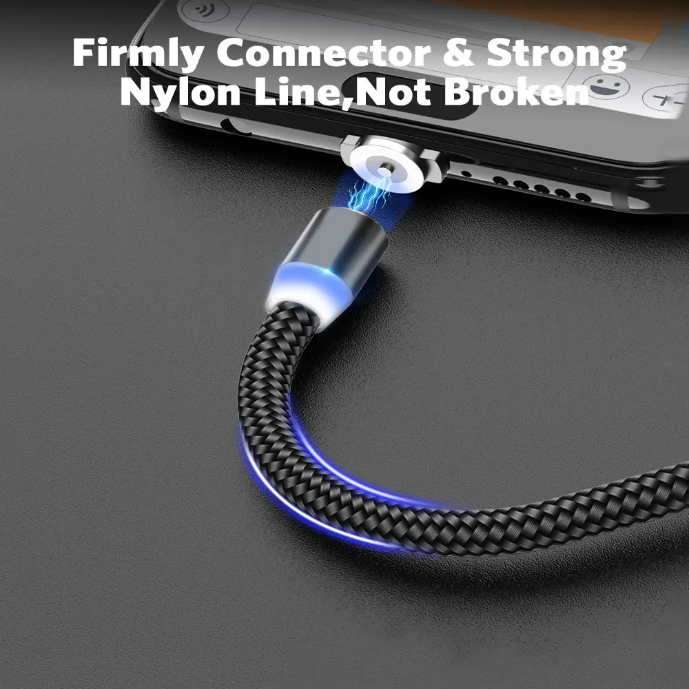 1 м Магнитный кабель 2A Быстрая зарядка для iPhone Micro USB кабель type C светодиодный индикатор зарядное устройство магнит мобильный телефон USB кабель Шнур