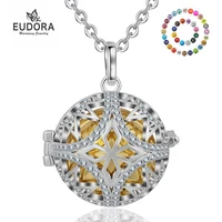eudora women necklace 18 mm harmony ball cz locket cage pendant with 18mm mexican bola pregnant women ball fine jewelry k240n18