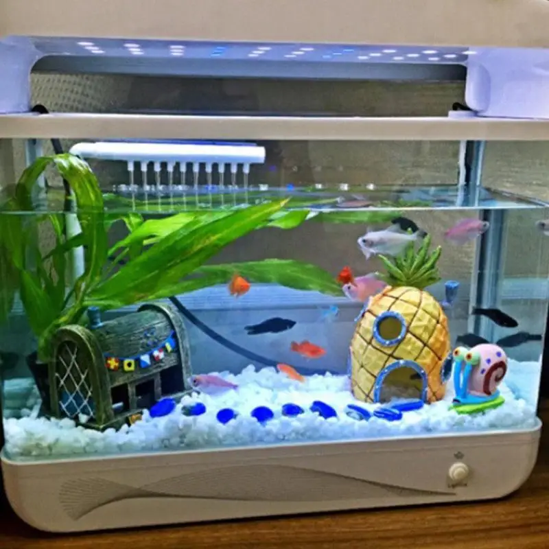 Fish Tank Aquarium Decor For SpongeBob &amp Squidward House Pineapple Cartoon Home Ornaments Accessories | Дом и сад