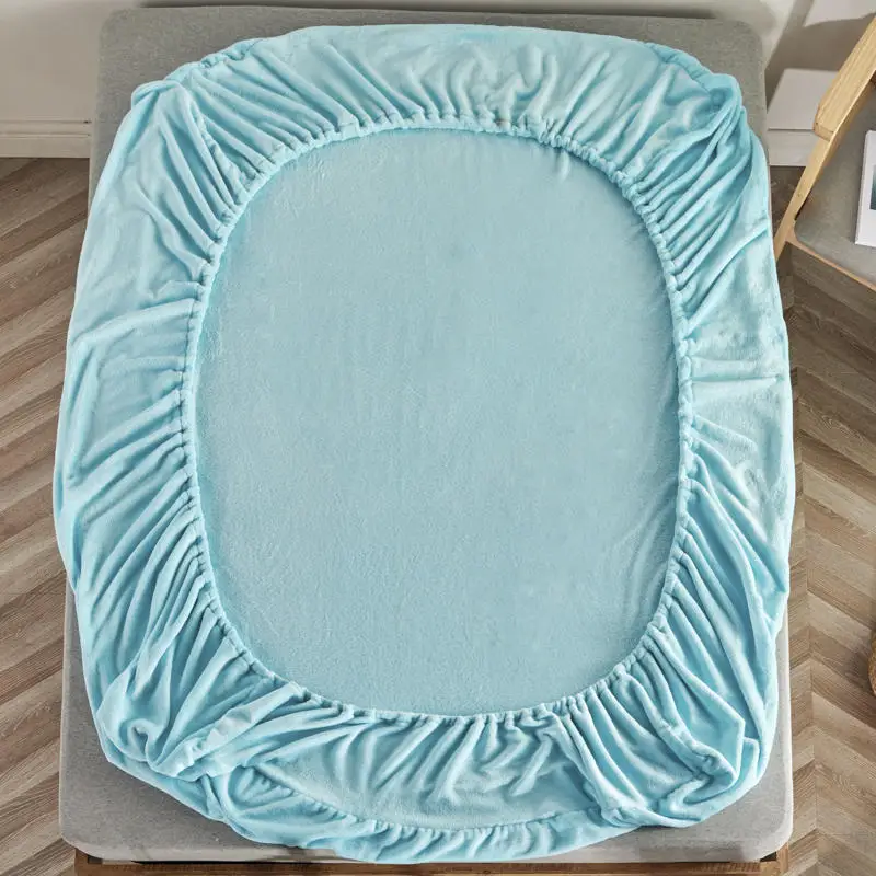 Простыня для зимы синий цвет теплая мягкая Коралловая флисовая ткань комплект