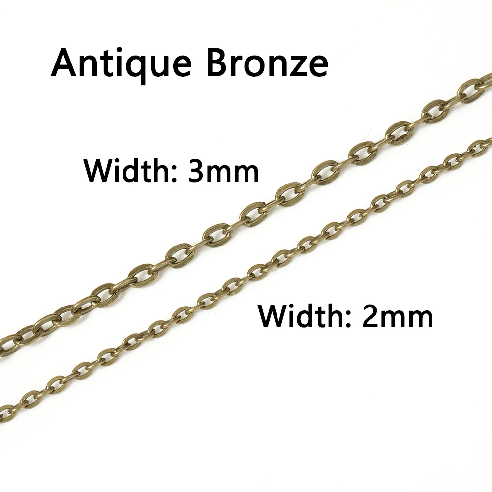 5м / серия Ожерелье Браслеты металлические цепи Античная бронзовая покрытием Bulk