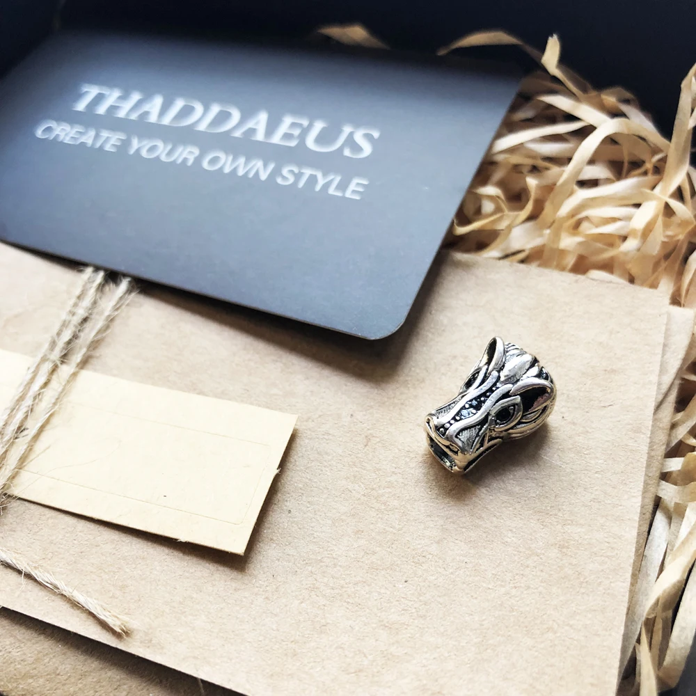 Бусины с головой дракона серебряные циркониевые бусины подходят для браслета