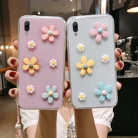 y7 pro 2019 3d bloemen glitter phone case for huawei enjoy 9 transparante bling soft tpu back cover